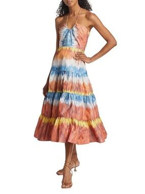 Alexis Roberta Tie-Dye Tiered Midi Dress Size M